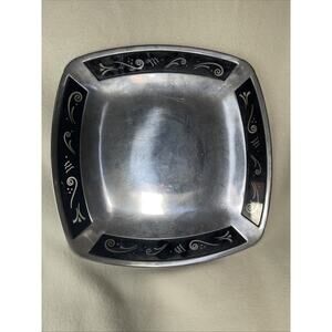 NEW LENOX SPYRO SILVER METAL SERVEWARE LARGE SQUARE ALLOY TRAY CAKE FRUIT PLATE